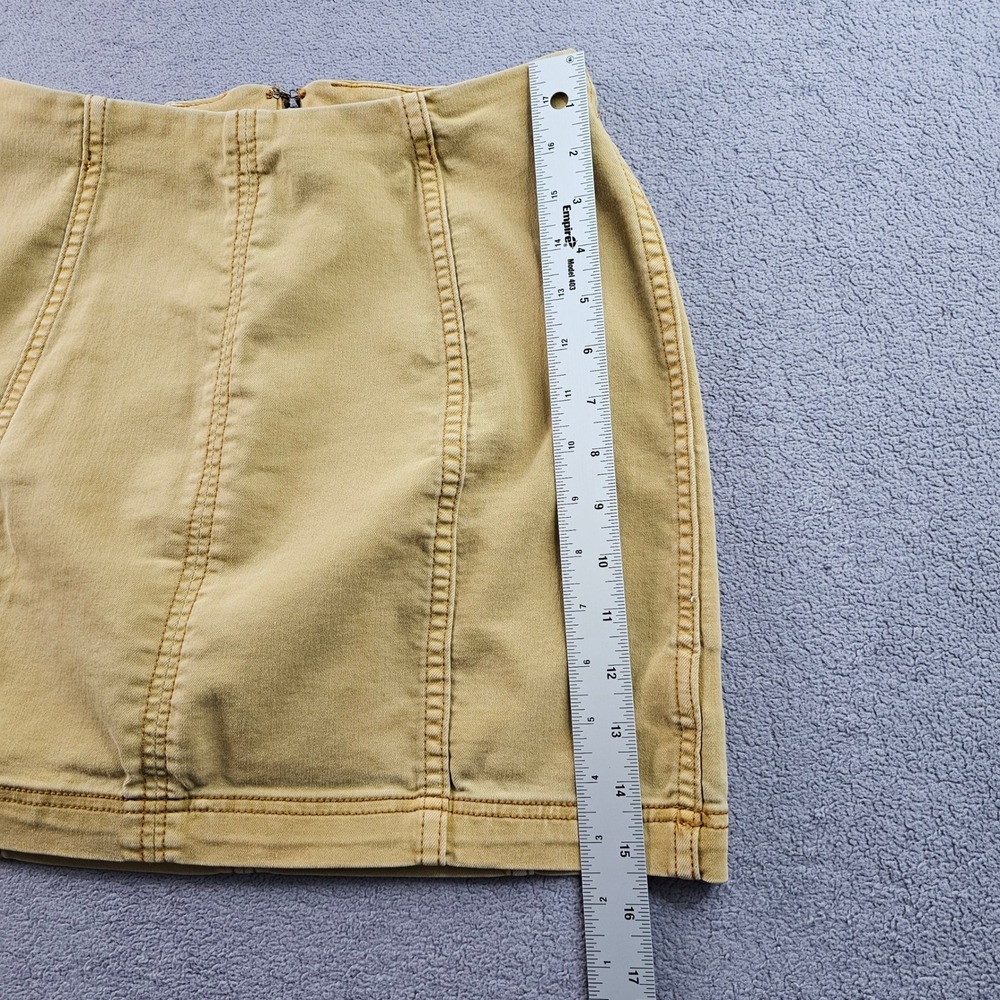 Free People Mini Skirt Womens 8 Khaki Denim Modern Femme Super Stretchy Back Zip - Picture 4 of 12